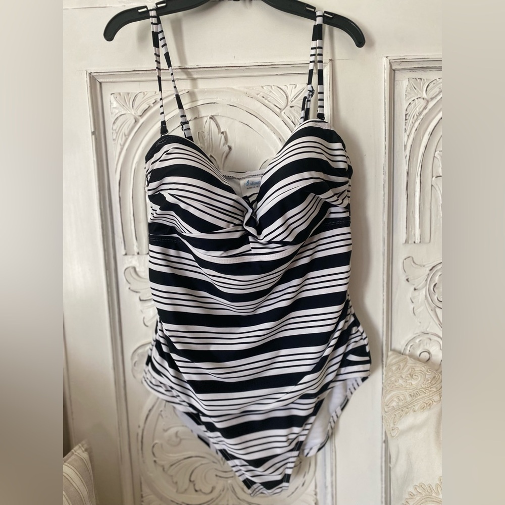 Catalina black and white striped one piece swimsuit